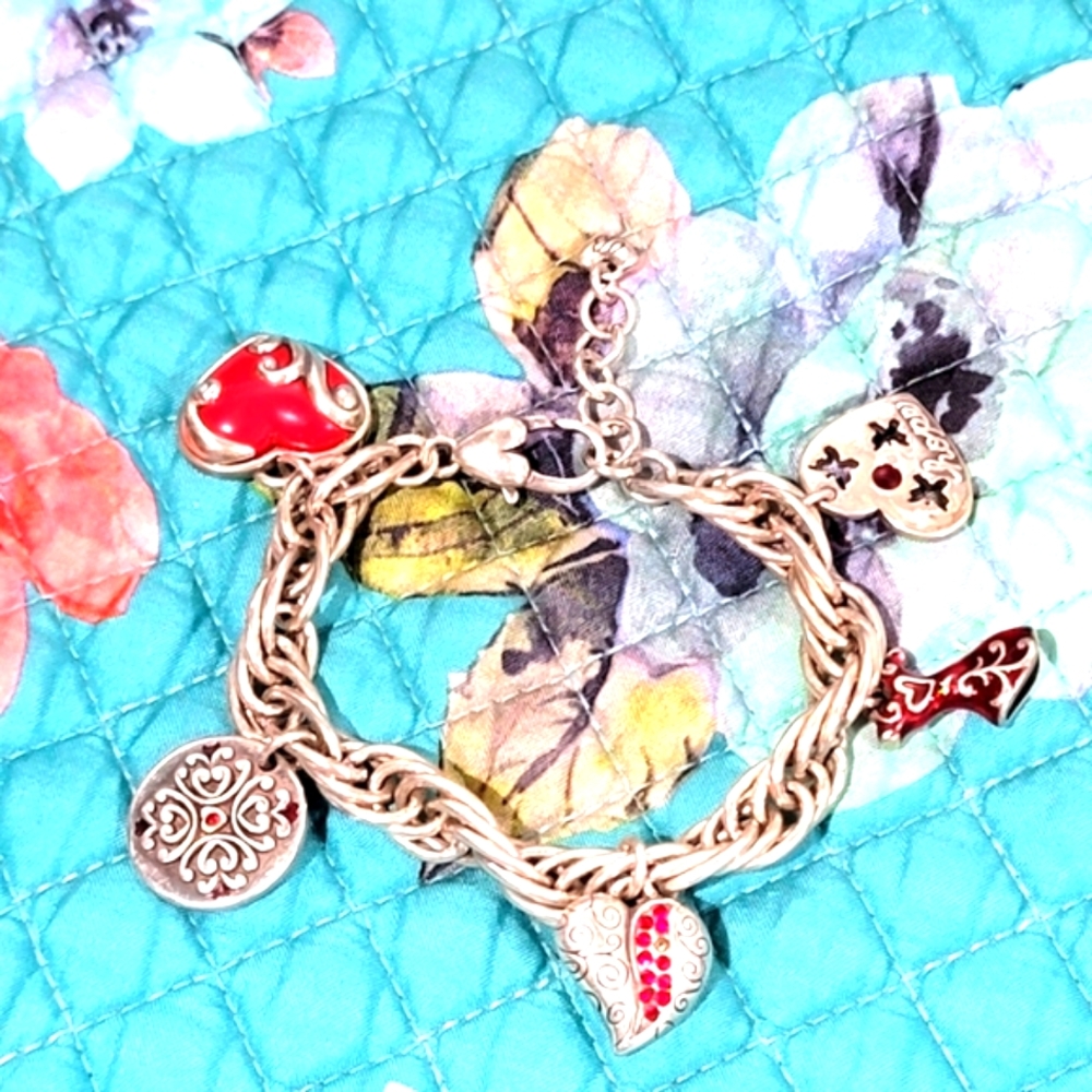 BRIGHTON GO RED HEART AWARENESS CHARM BRACELET